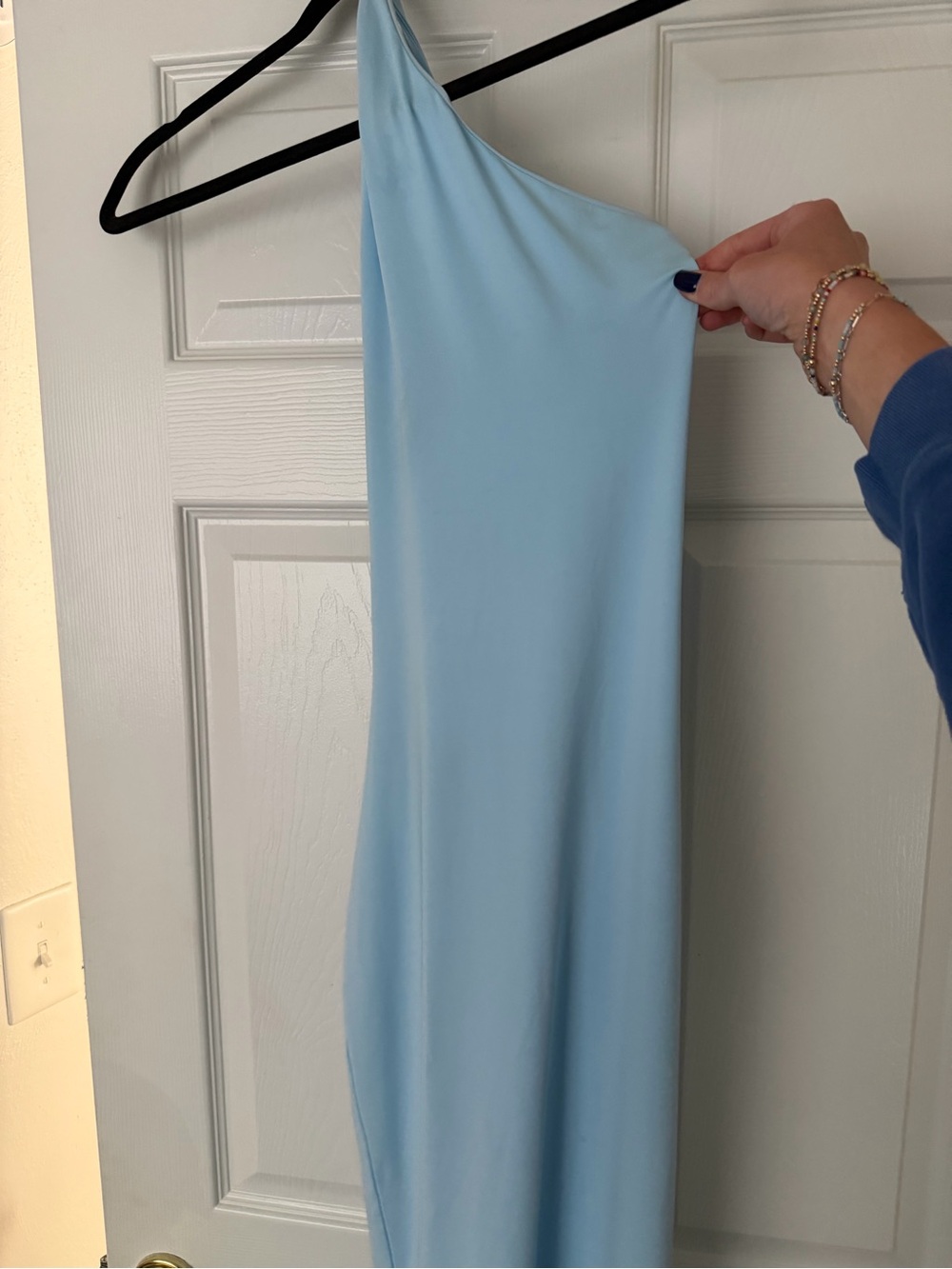 Peppermayo Light Blue One-Shoulder Maxi Dress